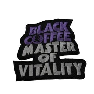 Black Coffee Master of Vitality Embroidered Patch Skull Coffee Lover Gift